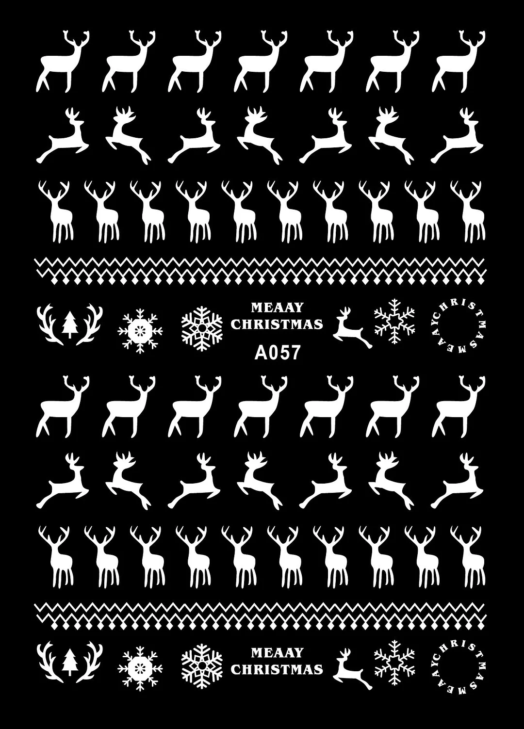 Merry Christmas 3D Elk Nail Art Decals Nail Sticker Manicure Red Laser Gold Silver White Snow Sticker for Nail Design Decoration-Nail Inspo