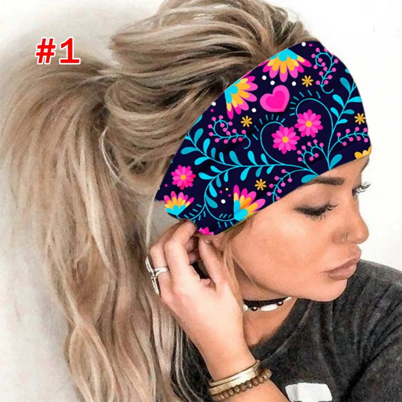 Sdrawing Sdrawing Printed Headwear Women's Headcarripe Sports Headband Fashion Wide-Border Yoga Headbands Breathable Soft Hair