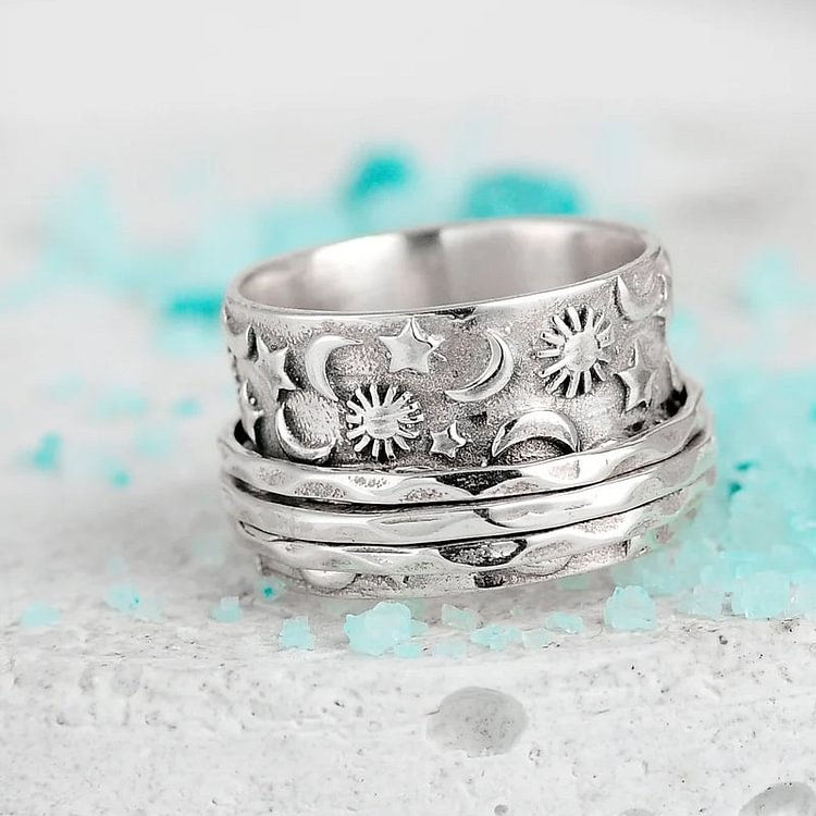 Sun and Moon Satrs Spinner Ring