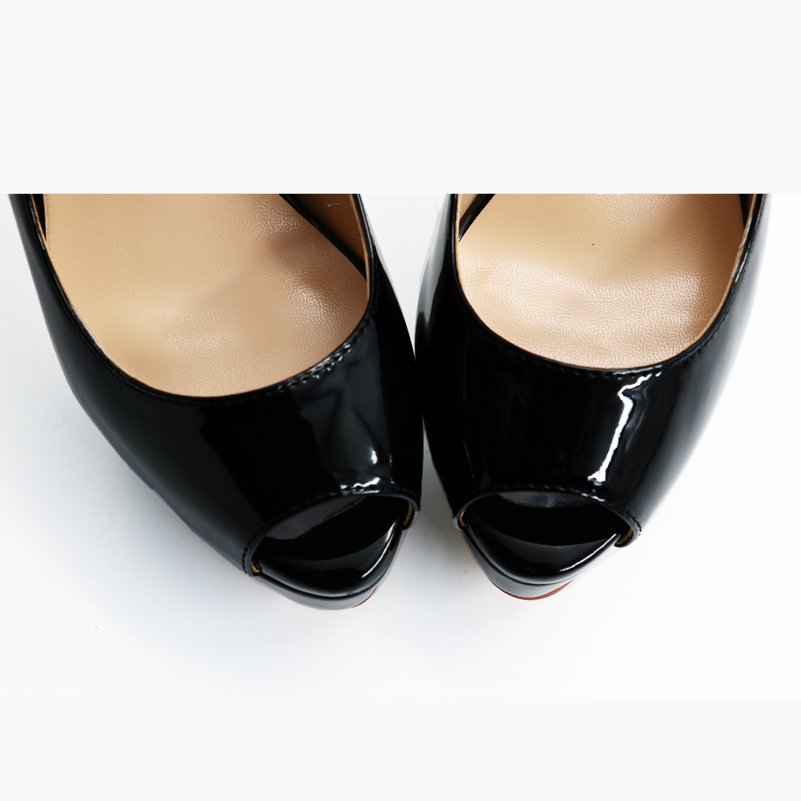 150mm Sky High Platform Pumps Black Patent-vocosishoes