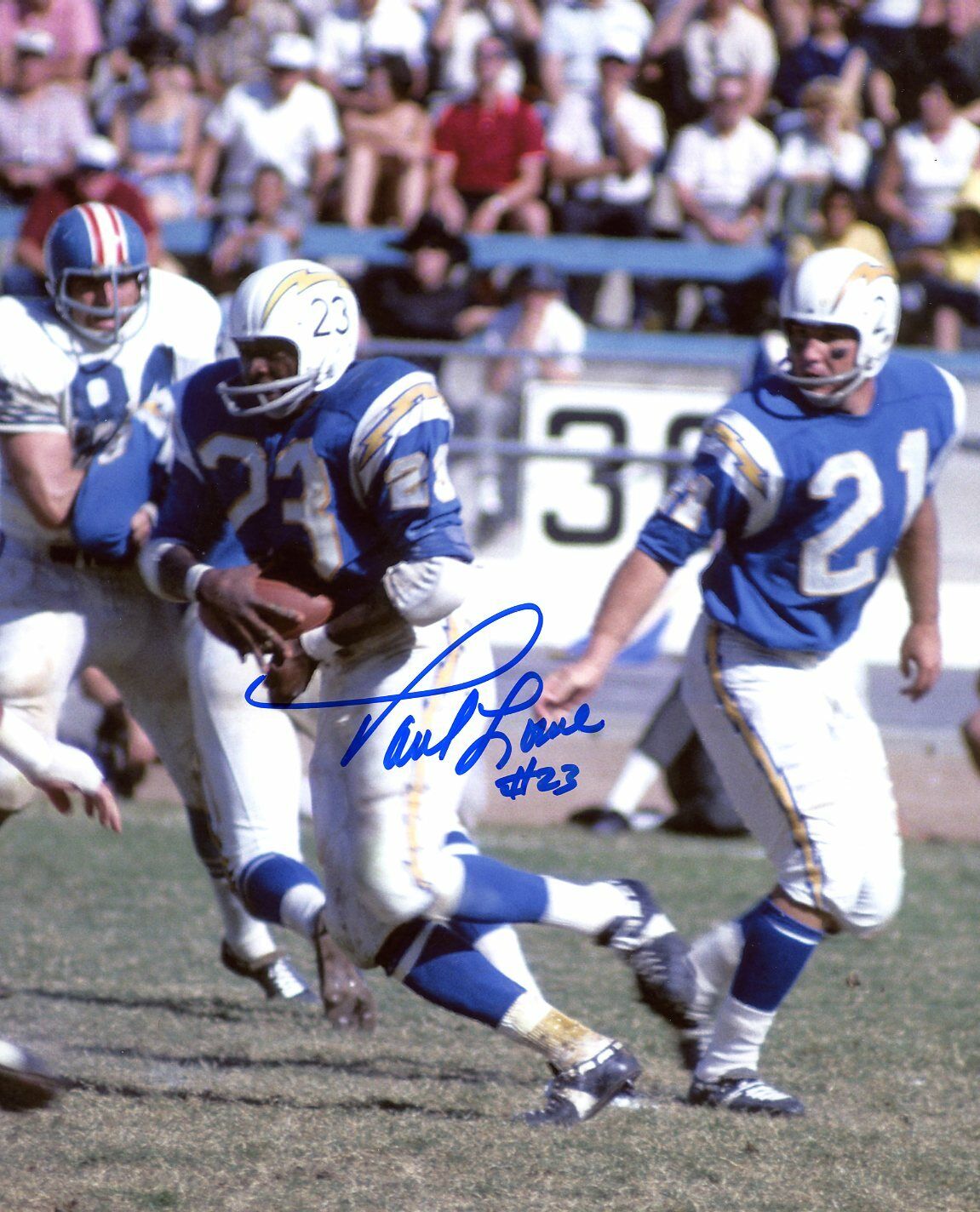 Paul Lowe autographed 8x10 San Diego Chargers In Person Color #11