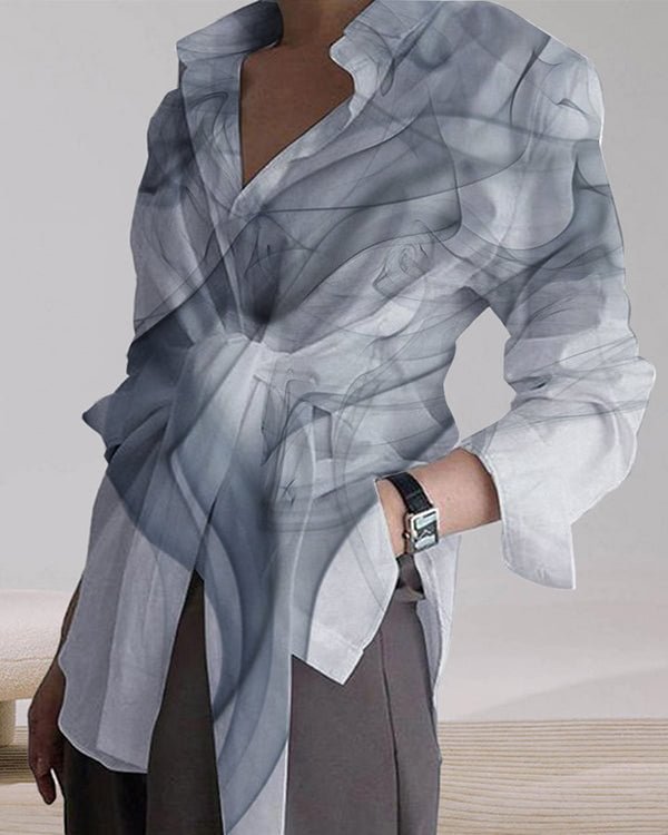 Temperament Loose Tie Long Sleeve Casual Shirt Top