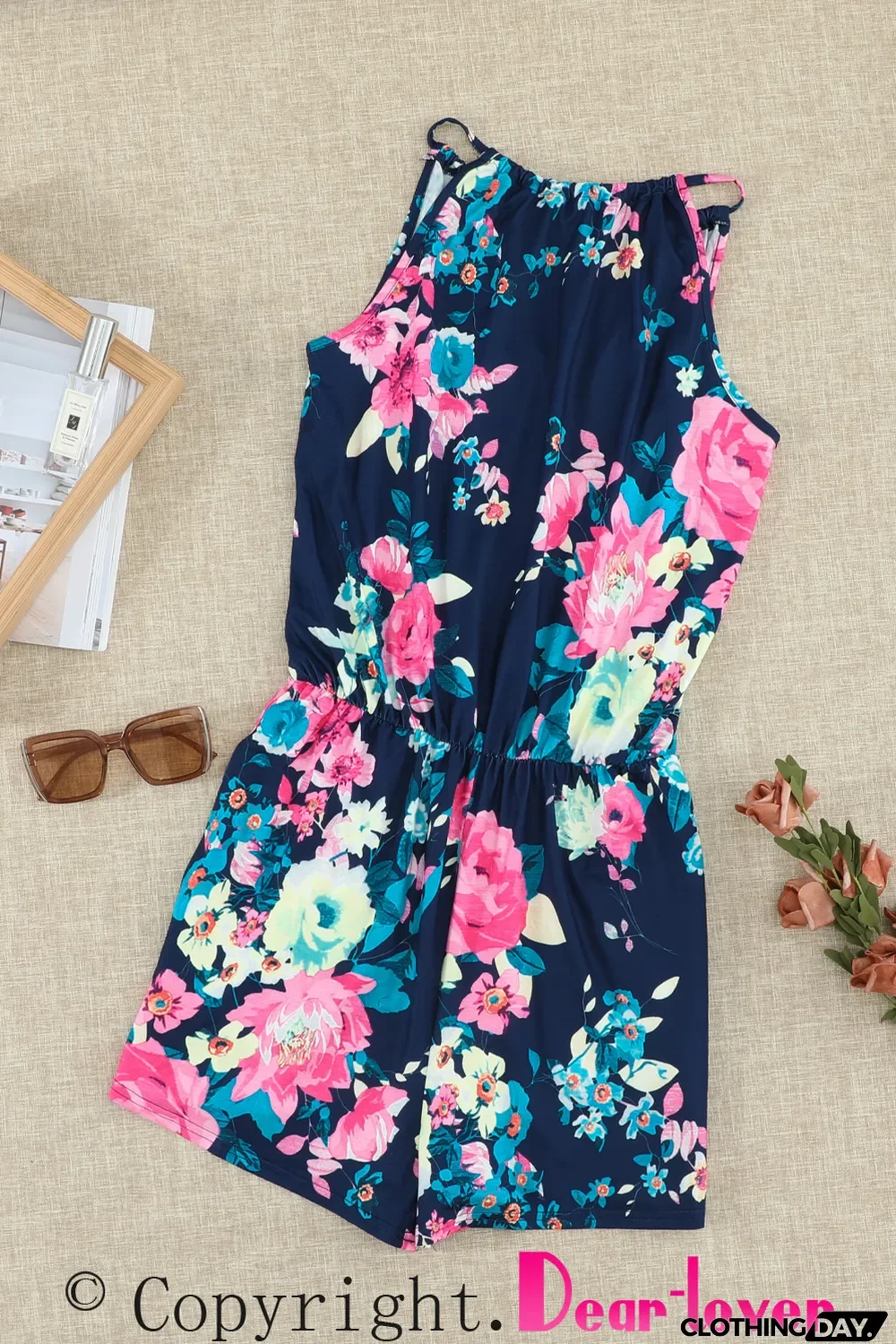 Floral Print Halter Romper