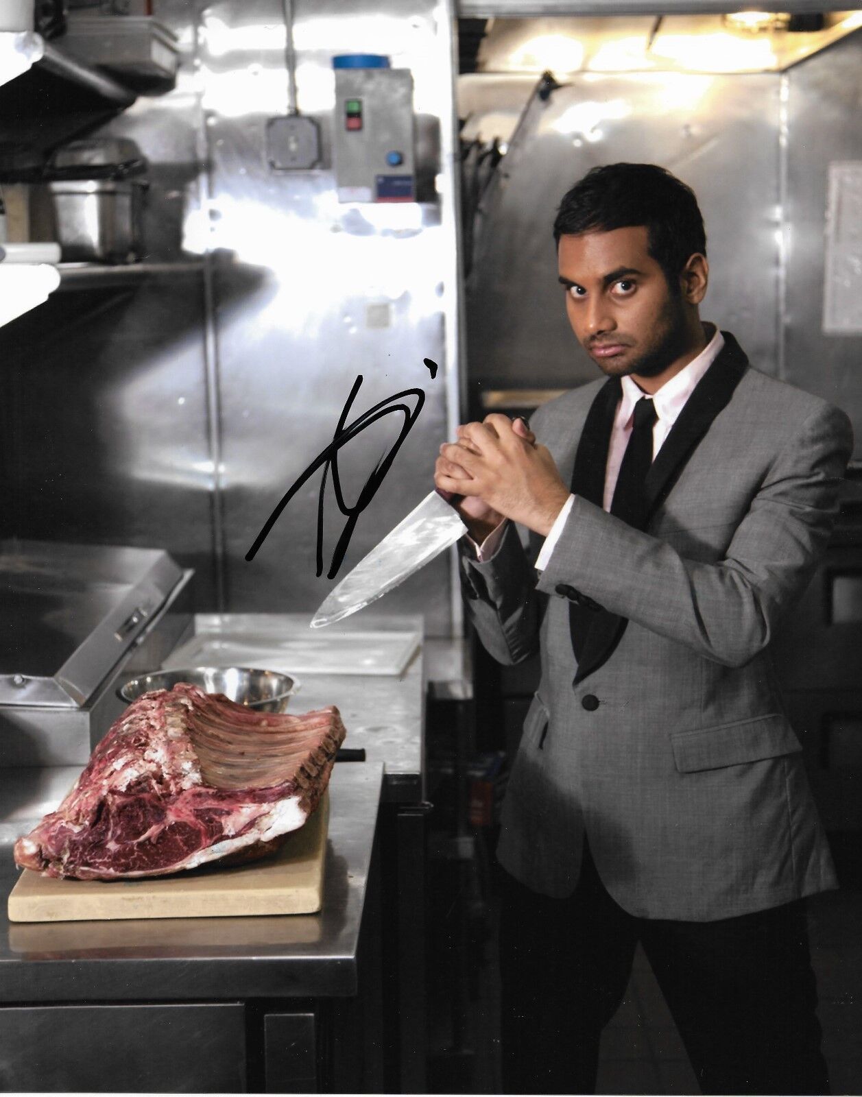 Aziz Ansari comedian REAL hand SIGNED 8x10 Photo Poster painting #1 COA Parks & Recreation