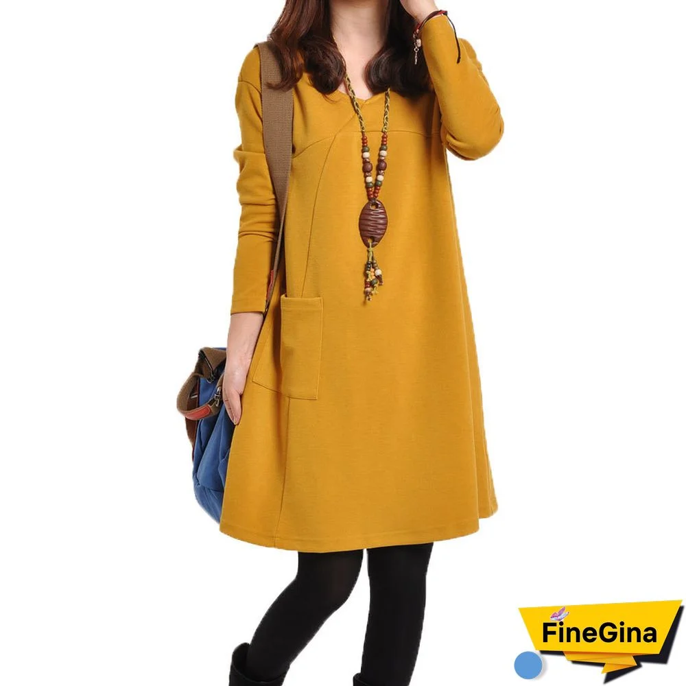 Zanzea Women V Neck Long Sleeve Casual Loose Tops Shirt Jumper Dress Plus Size