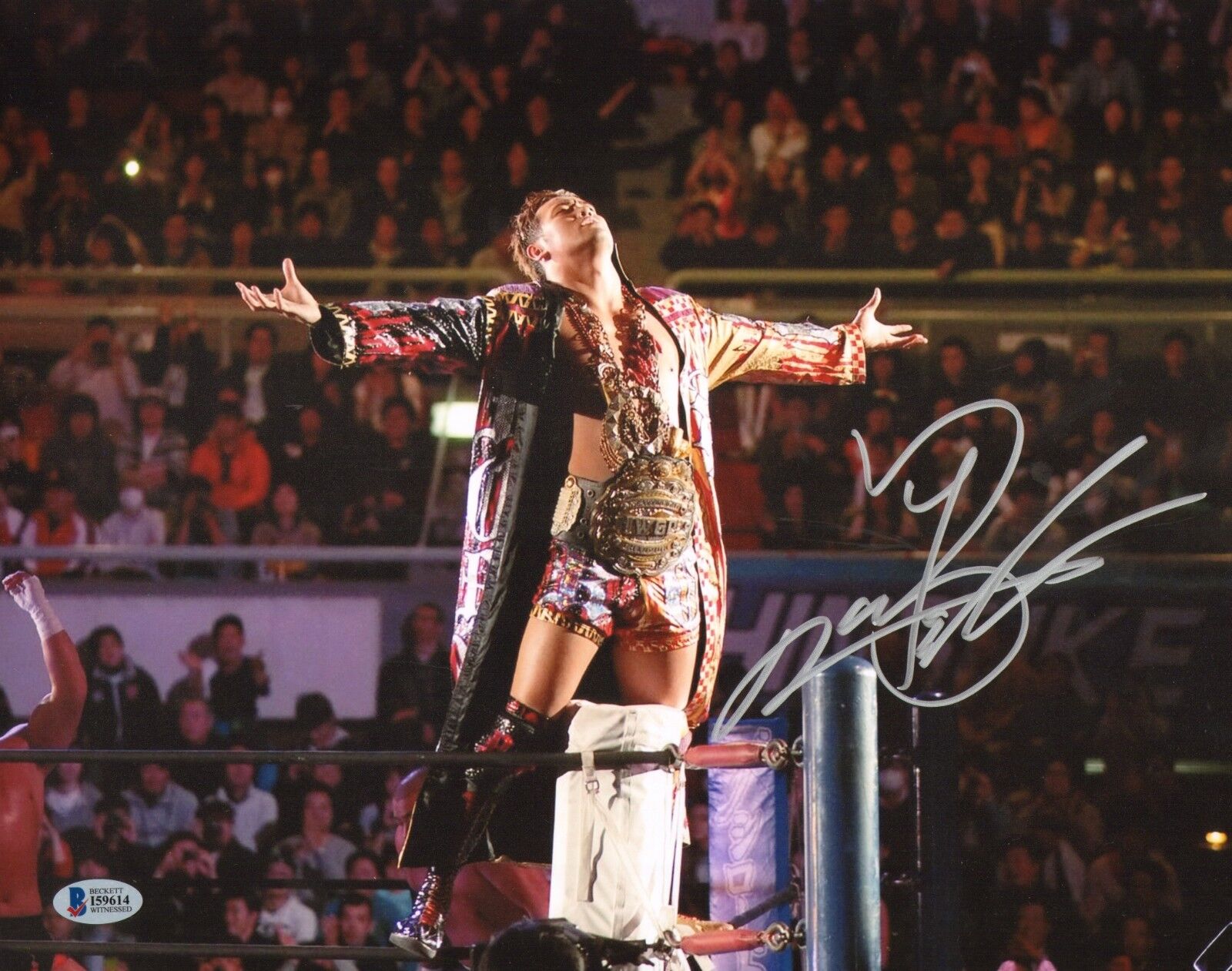 Kazuchika Okada Signed 11x14 Photo Poster painting BAS COA New Japan Pro Wrestling Rainmaker WWE