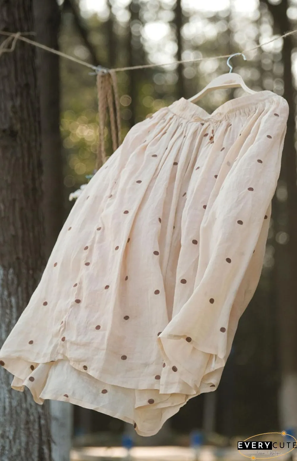 Literary Retro Cotton and Linen Double Skirt