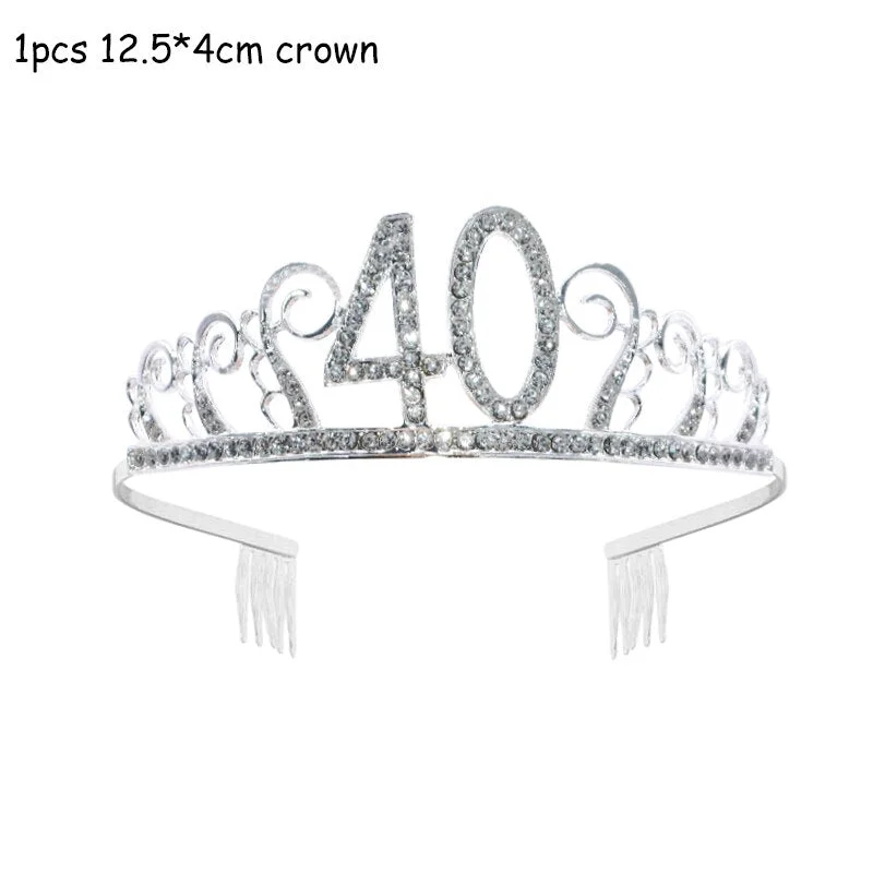 Happy Birthday 18th 30th 40th 50th Rose Gold Satin Sash Crystal Crown Tiara Adult Birthday Party Decoration Anniversary Supplies