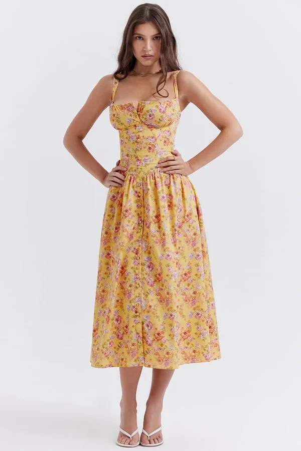 BUTTER PRINT MIDI SUNDRESS