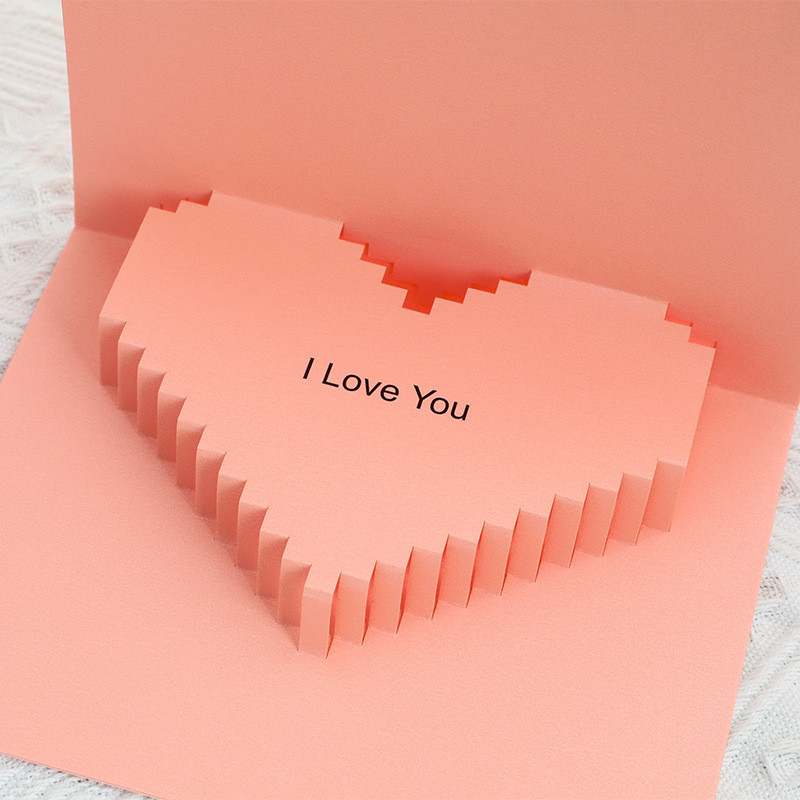 Pink Love 3D Greeting Card Creative Valentine's Day Gift Card For Couples-Jessemade AU