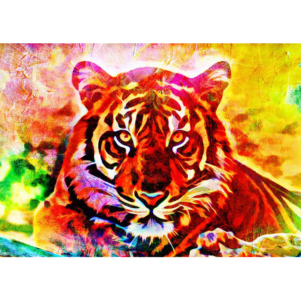 

40*30CM - Round Drill Diamond Painting - Colorful Tiger, 501 Original