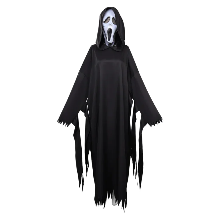 Movie Scream VI Grimace killer Cosplay Costume Black Robe Adult Coat Halloween Carnival Suit