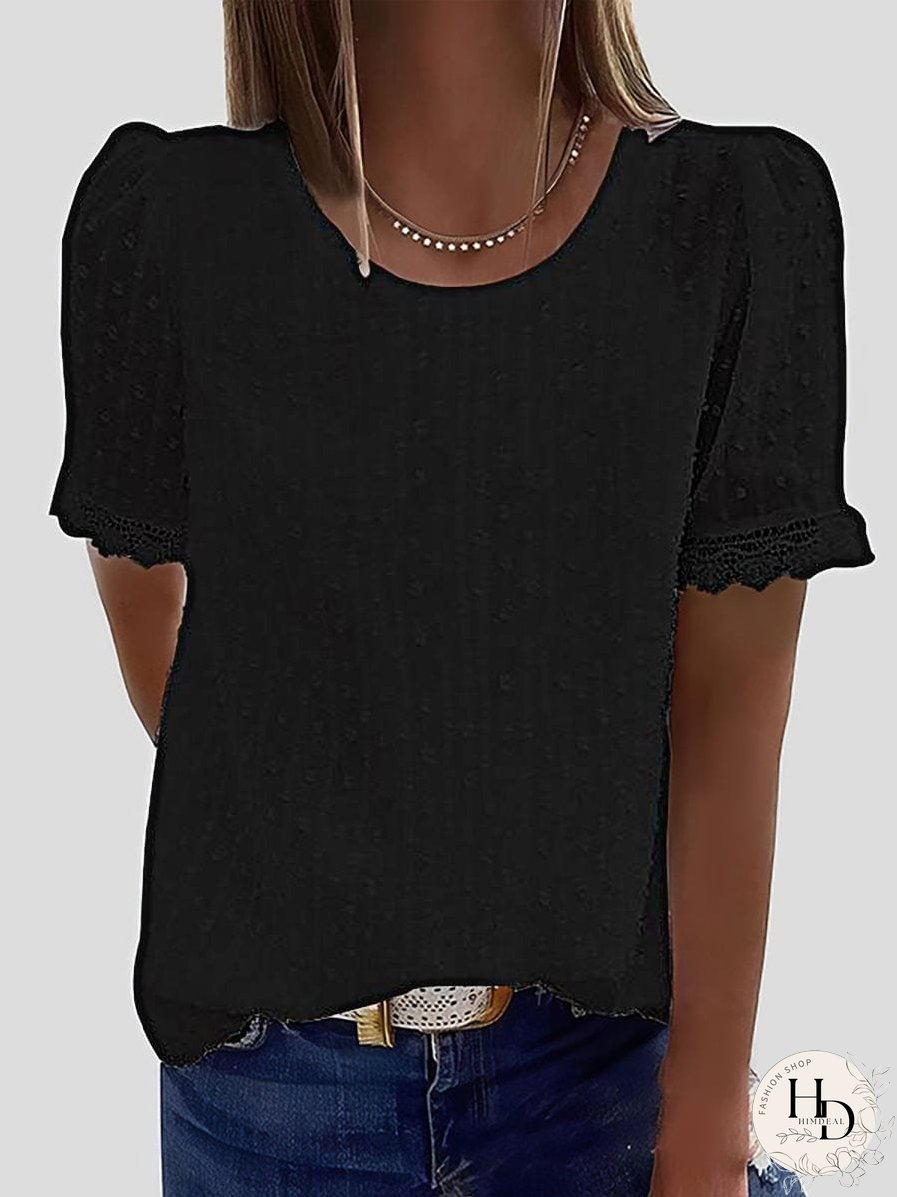 Summer Casual Dotted Round Neck T-Shirt