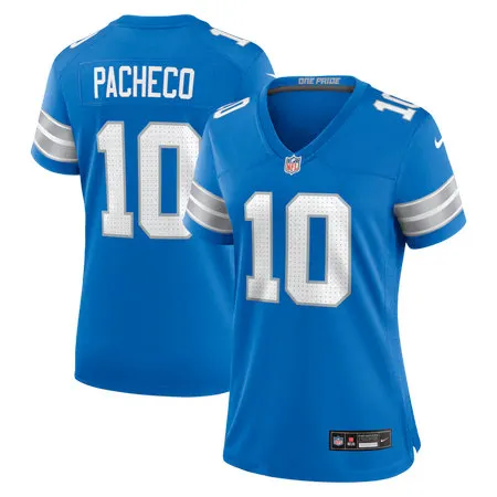 Women's Detroit Lions #10 Isiah Pacheco Blue Team Game Jersey
