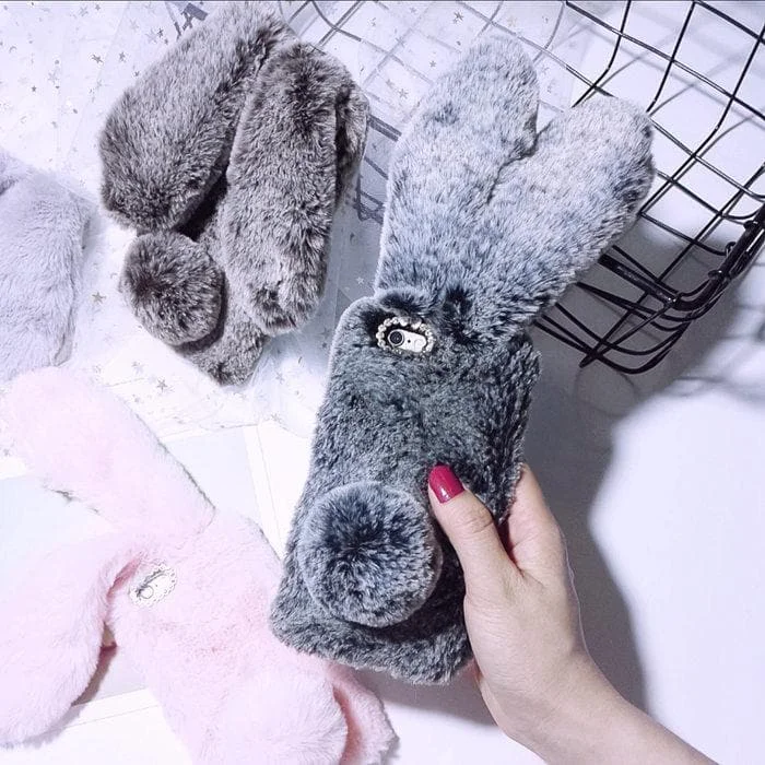 4 Colors Kawaii Fluffy Bunny Phone Case SP1811786