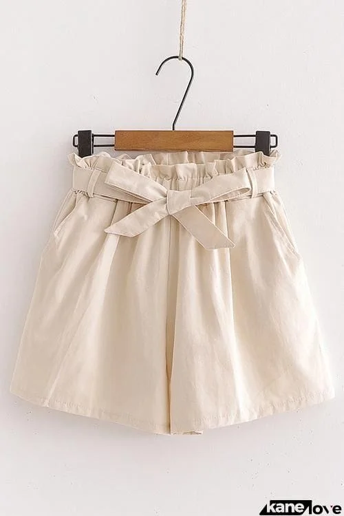 Bow Tie Elastic Waist Shorts