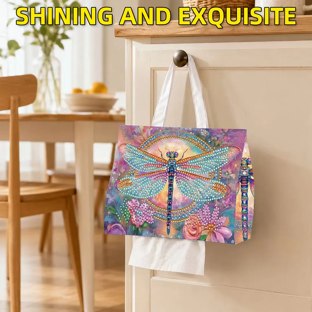 Diamond Tissue Organizer Exquisite Craftsmanship for Bathroom Bedroom Decor (Dragonfly)
