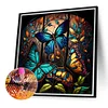 5D DIY Full Round Drill Diamond Painting Stained Glass Butterfly Kit 40x40cm