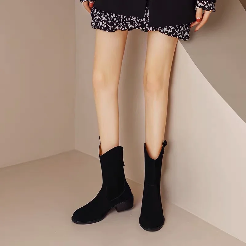 Churchf Churchf Size Vintage Knight Short Boots Fall 2024 New Thick Heel Commuter Martin Western Cowboy Boots For Women