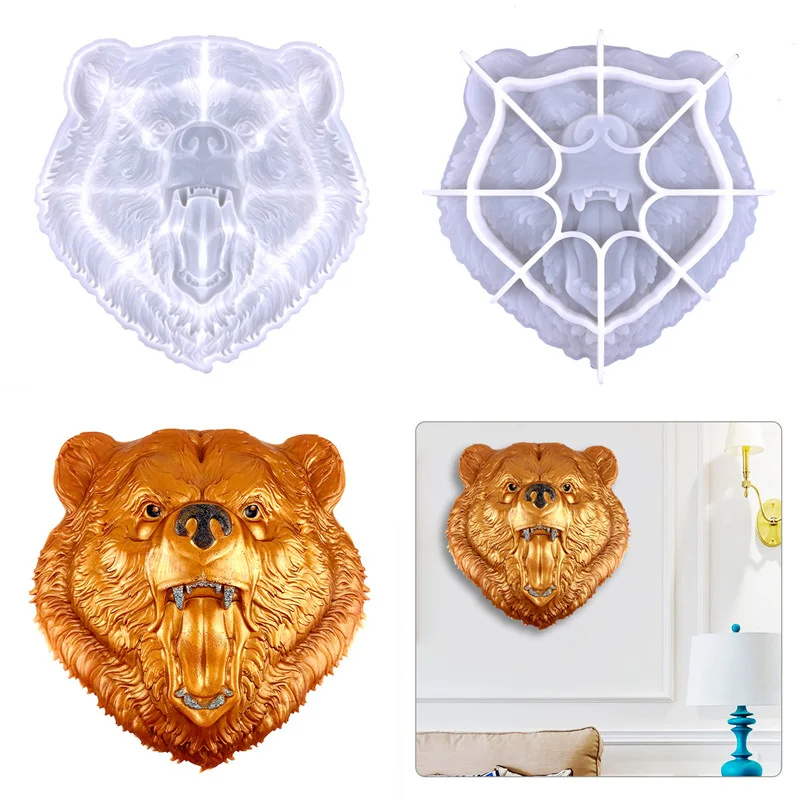 Large Bear Head Decorative Pendant Resin Mold