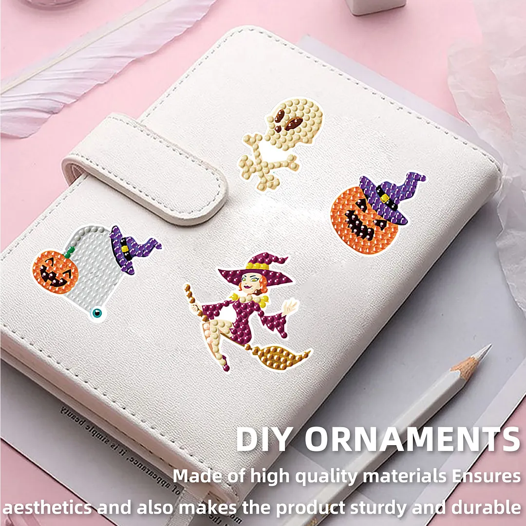 DIY Diamond Painting Sticker Diamond Art Stickers Arts and Crafts Decorative Diamond Stickers for Birthday Party Halloween Christmas Gifts (Halloween Pumpkin)