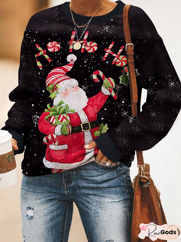 Christmas Santa Claus Crew Neck Casual Sweatshirts