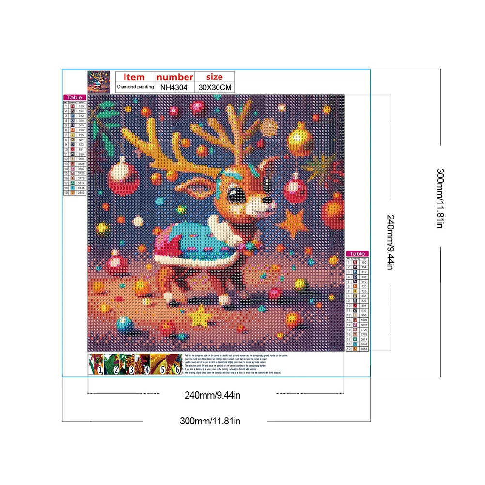 Diamond Painting - Full Round Drill - Xmas Reindeer(Canvas|30*30cm)