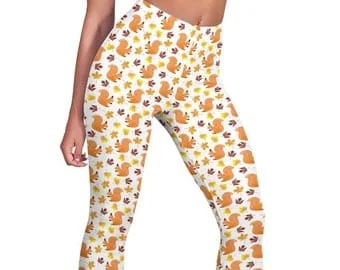 pornhint Pornhint Cute Squirrel Leggings - Squirrel Pattern Capri Leggings - Loungewear For Women - Leggings For Girls - Perfect Gift for Squirrel Lovers