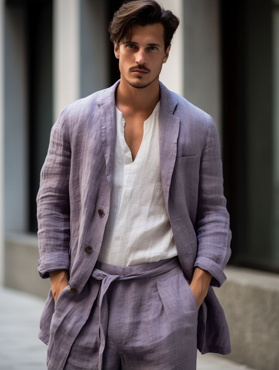 Purple Causal Linen Suit Jacket