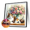 Katzenvase komplette DIY-5D-Runden-Bohrer Diamant-Mal-Kits Startseite Wandkunst 30x30cm