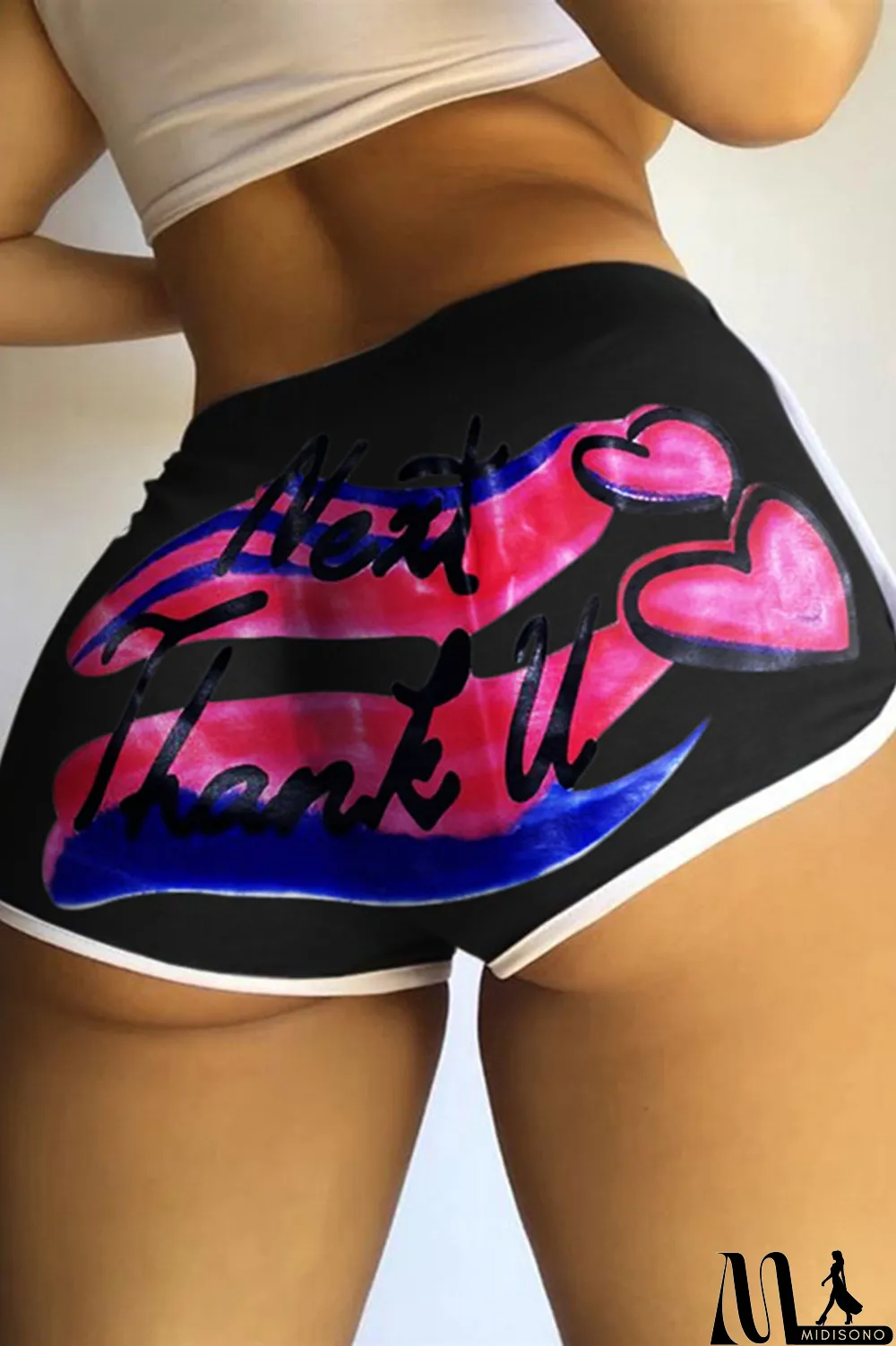 MidiSono - Grey Fashion Casual Letter Print Basic Regular Mid Waist Conventional Positioning Print Bottoms