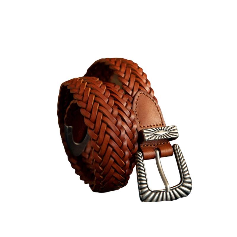 Unisex Fashion Vintage Braided Cowhide Leather Belt  DANRRIO