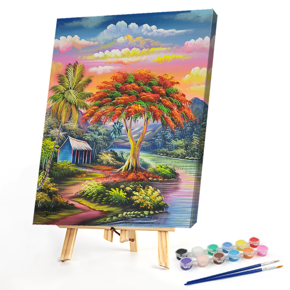 

40*50CM - Paint By Numbers - Quirky Tree Hut, 501 Original
