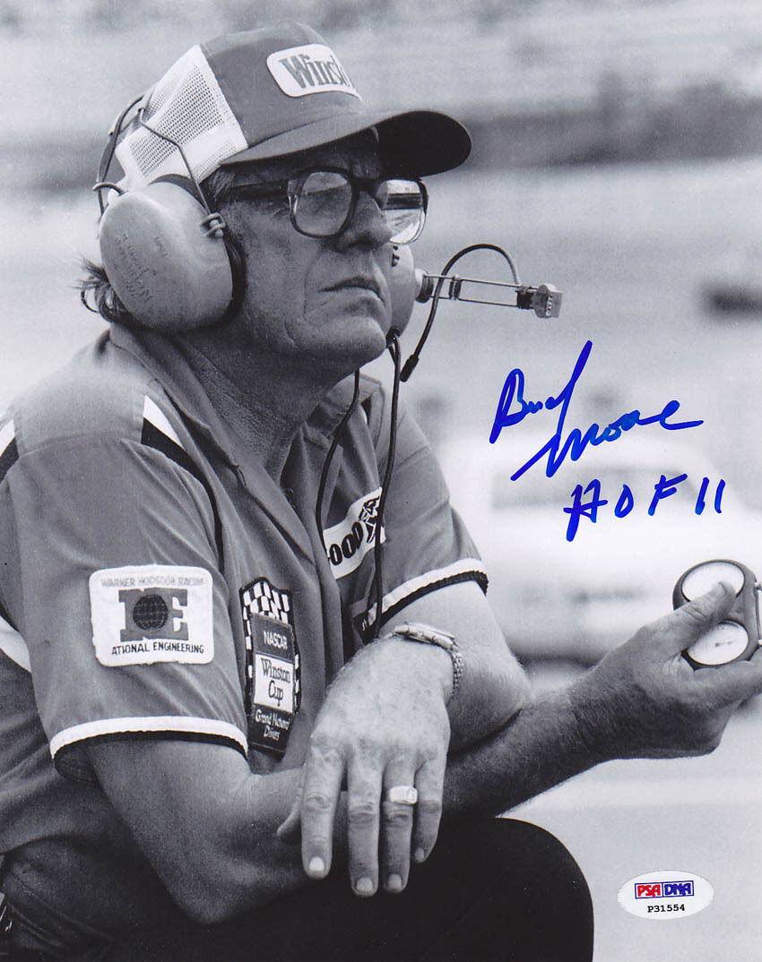 Bud Moore SIGNED 8x10 Photo Poster painting + HOF 11 NASCAR LEGEND Owner PSA/DNA AUTOGRAPHED