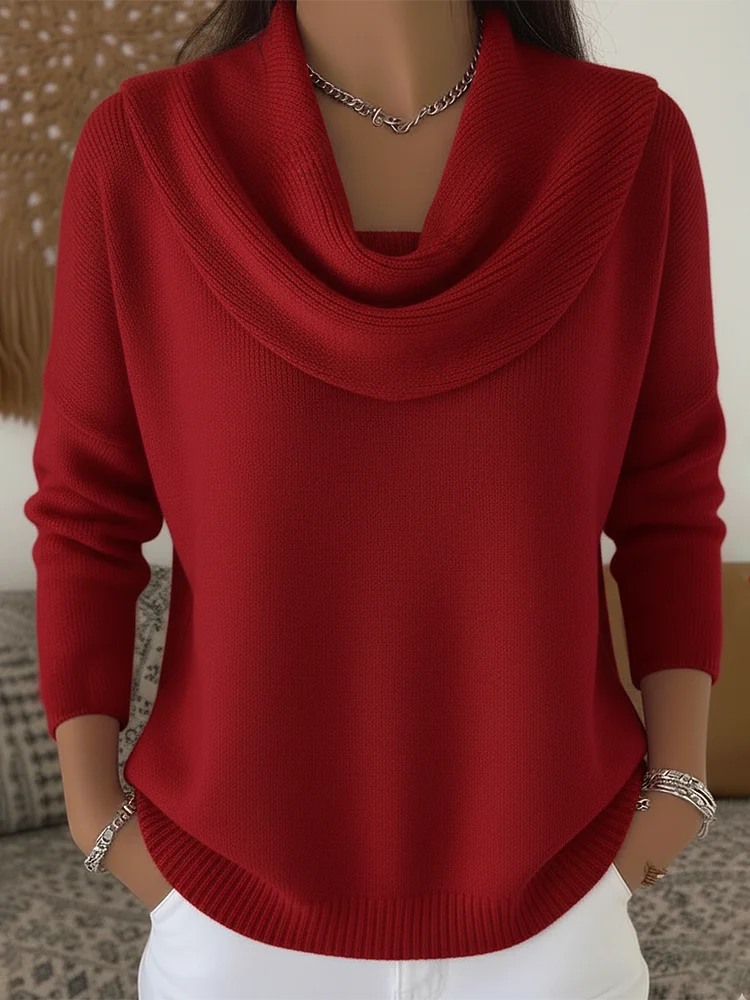 Women's Soft and Elegant Solid Color Ruffled Collar Sweater Top socialshop