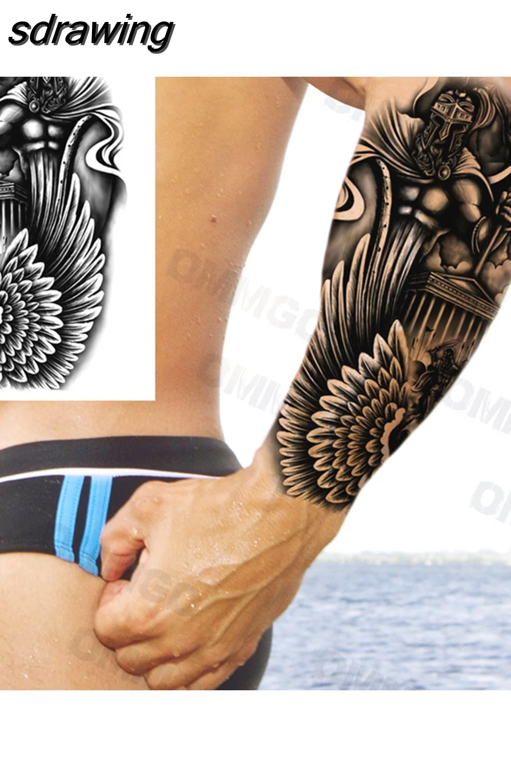 sdrawing Lion Rose Flower Temporary Tattoos For Women Adult Girl Compass Skull Fake Tattoo Arm Thigh Body Art Waterproof Tatoos