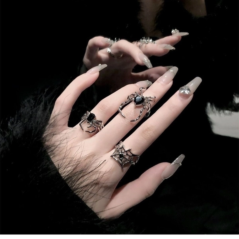 Gothic Hip-Hop Retro Spider Alloy Irregular Plating Women’s Open Rings
