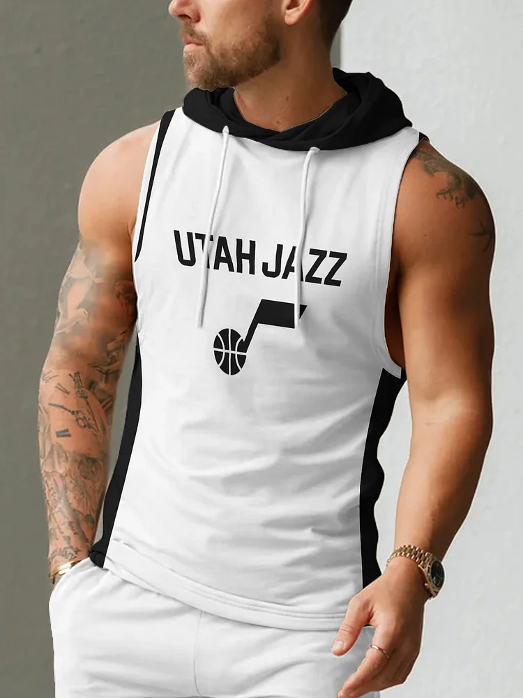Utah Jazz  Men's Casual Comfy Sleeveless Hooded Tank Top