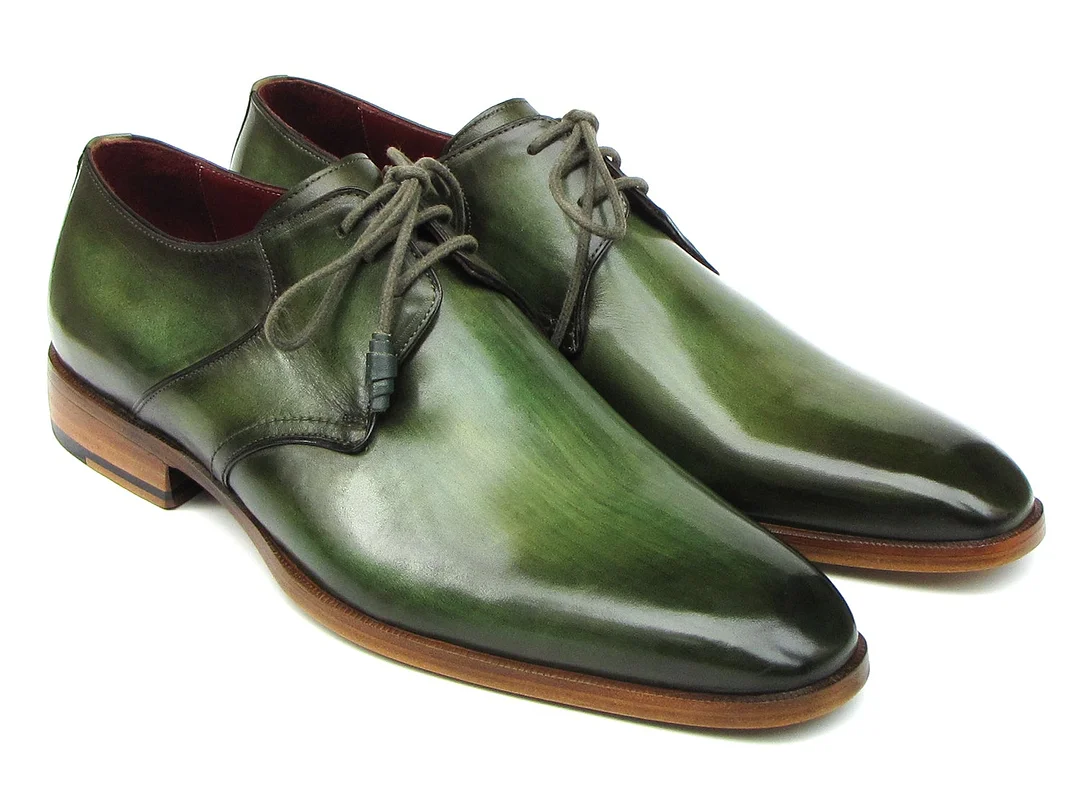 Green HandPainted Derby Shoes