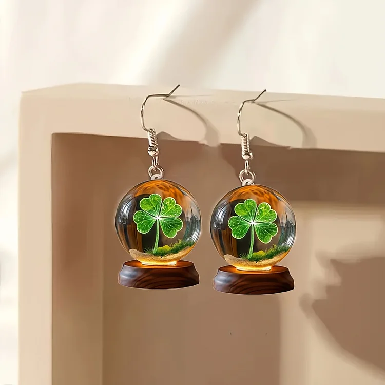 Clover Heart Drop Earrings