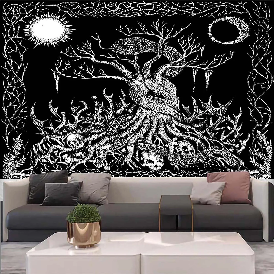 Mysterious Life Tree Home Decoration Tapestry Mandala Psychedelic Scene Wall Tapestry Bohemian Decorative Sofa Blanket Yoga Mat