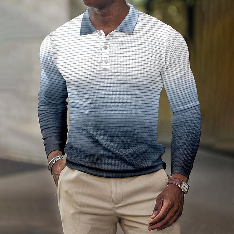 Casual Light Blue Gradient Polo