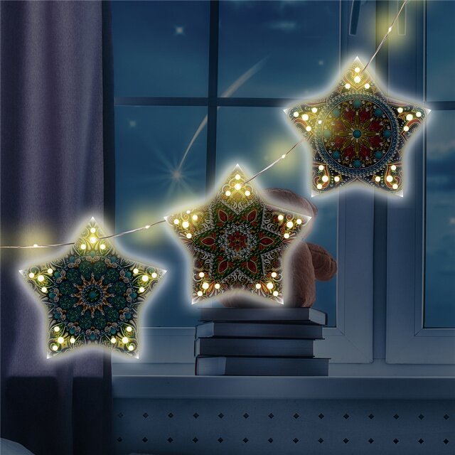 

3pcs Mandala Hanging Star Lights - 5D DIY Craft Lamp, 501 Original