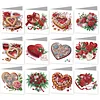 12Pcs Valentines Day Heart DIY Diamond Painting Greeting Cards for Adults Gifts