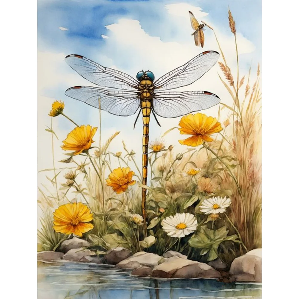 Full Round Diamond Painting - Dragonfly on Water(Canvas|30*40cm)