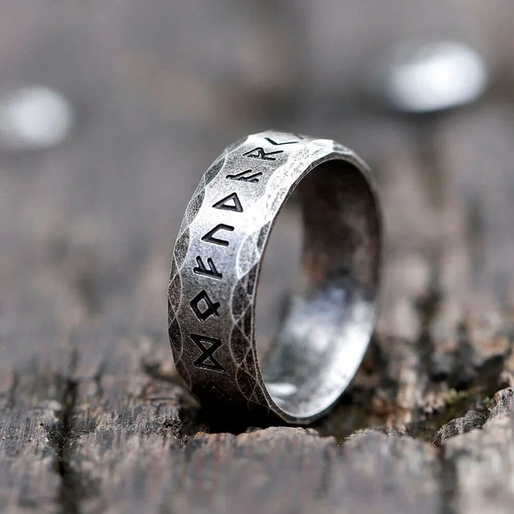 Coutureaura Vintage Futhark Rune Viking Amulet Ring