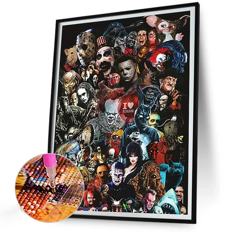 DIY Horror Diamond Painting Movie Classic Characters Collage Full Diamond  Embroidery Rhinestone Art Halloween Home Decor Picture