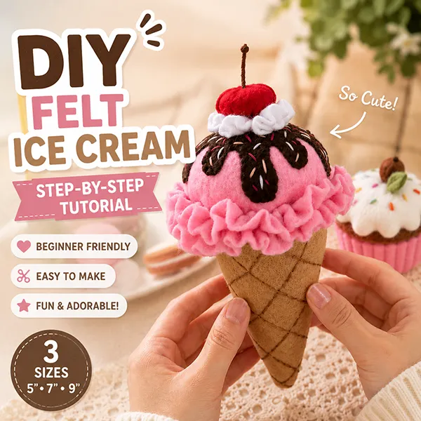 DIY Felt Ice Cream Sewing Template Set & Instructions