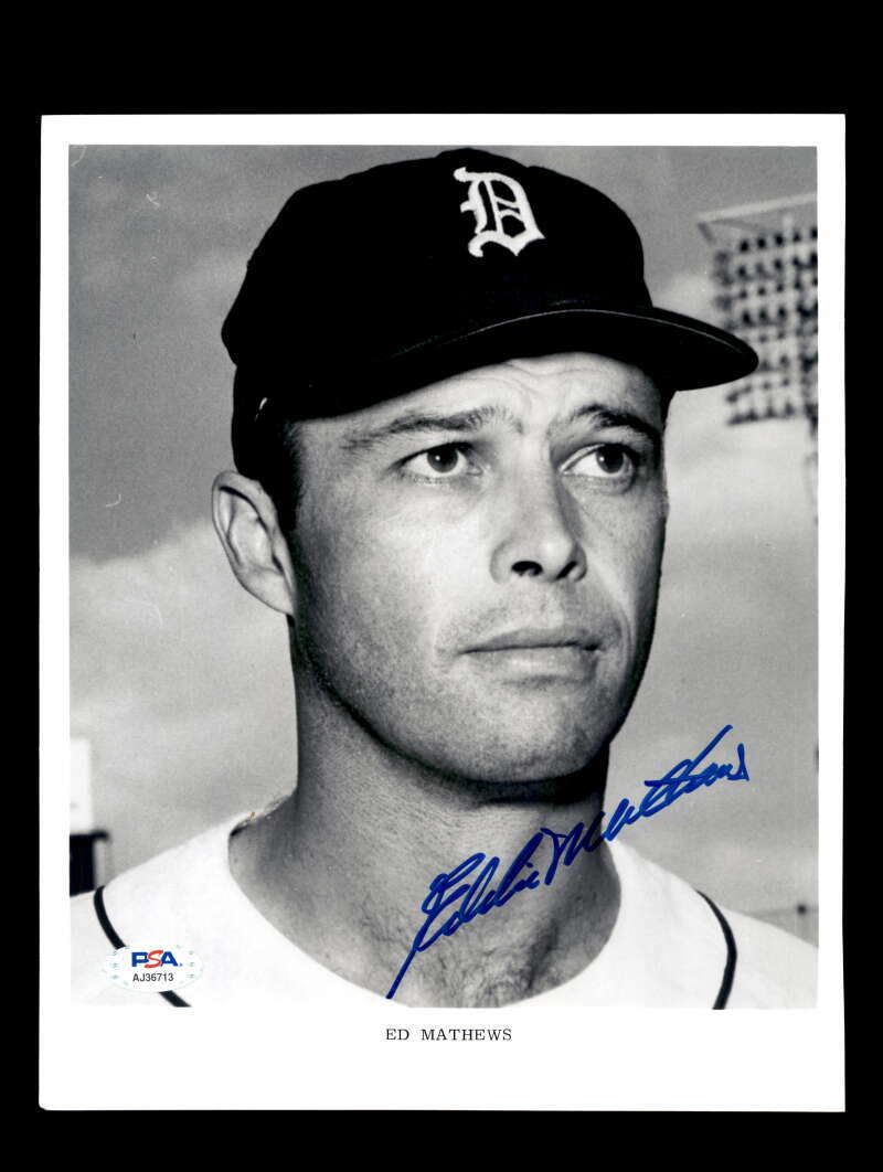 Eddie Mathews PSA DNA Coa Signed 8x10 Photo Poster painting 1968 Tigers Autographed