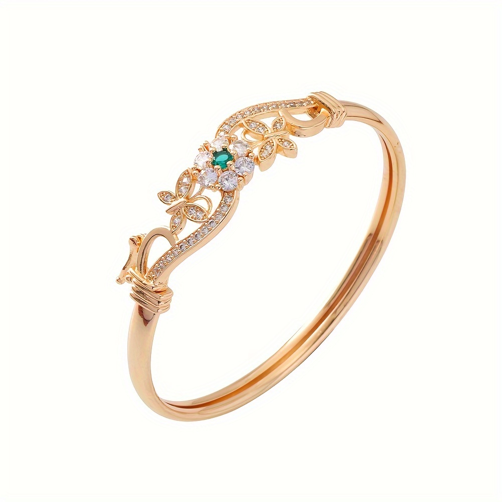 One Piece Copper Bracelet Open Bracelet Inlaid with Rhinestones Butterfly Hollow Luxury Party Retro Christmas Gift Personality Accessories Women's Jewelry